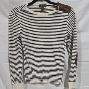 Ralph Lauren Navy and Cream Striped Sweater